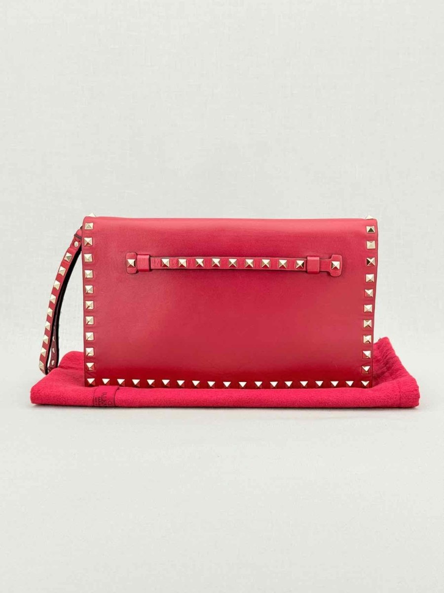Pre - loved VALENTINO Rockstud Red Clutch at Reems Closet