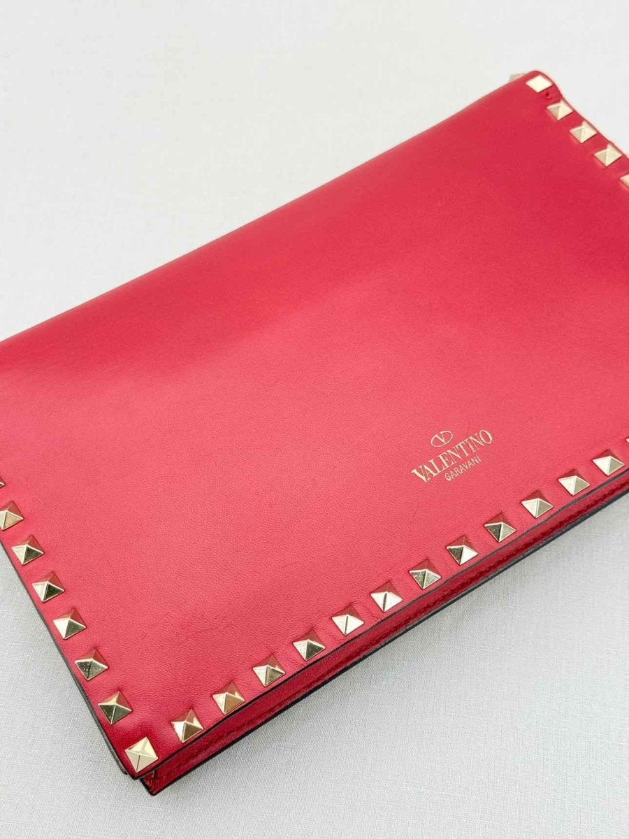 Pre - loved VALENTINO Rockstud Red Clutch at Reems Closet
