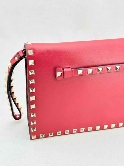 Pre - loved VALENTINO Rockstud Red Clutch at Reems Closet