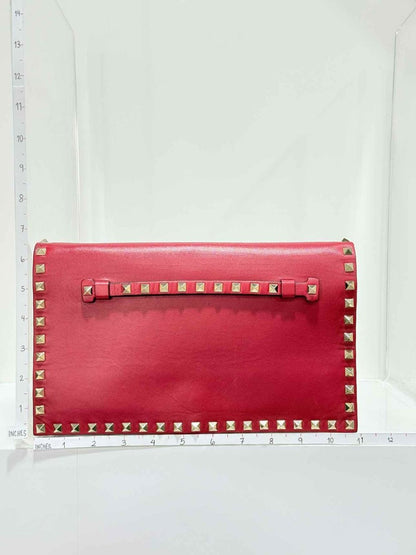 Pre - loved VALENTINO Rockstud Red Clutch at Reems Closet