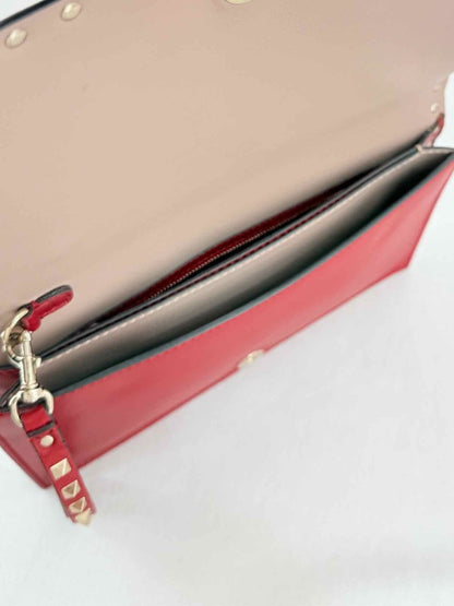 Pre - loved VALENTINO Rockstud Red Clutch at Reems Closet