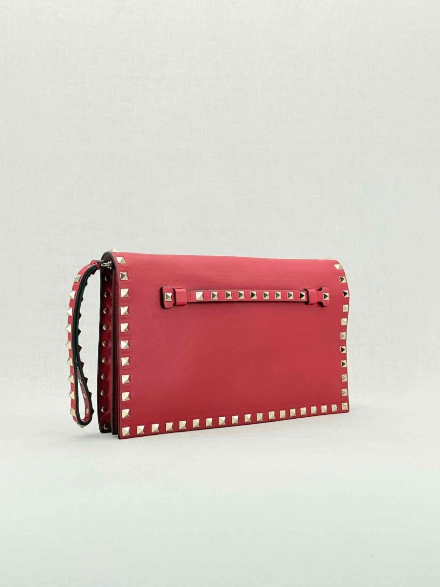 Pre - loved VALENTINO Rockstud Red Clutch at Reems Closet