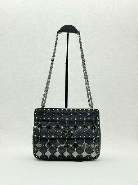 Pre - loved VALENTINO Rockstud Spike Black Crossbody at Reems Closet