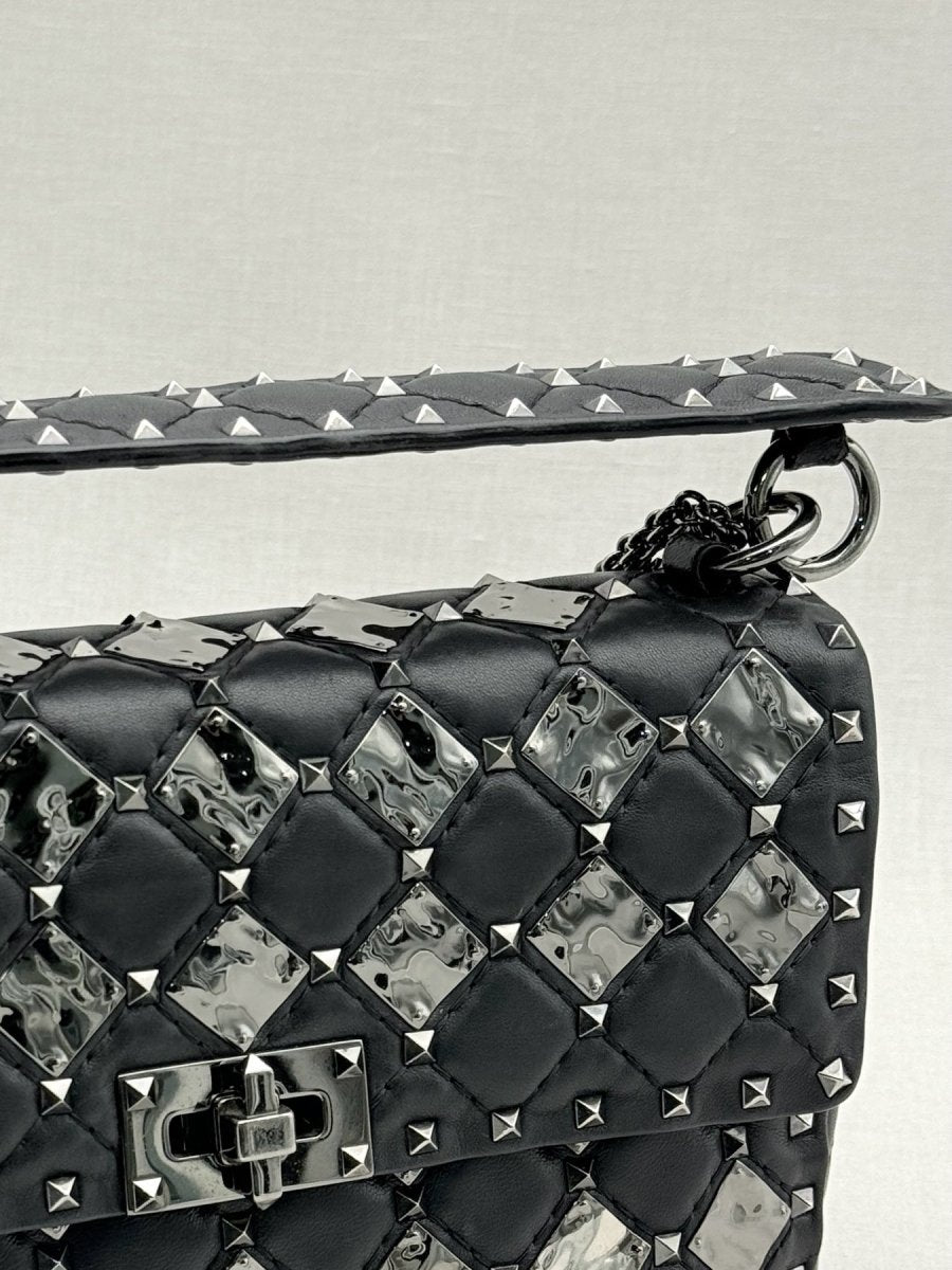 Pre - loved VALENTINO Rockstud Spike Black Crossbody at Reems Closet