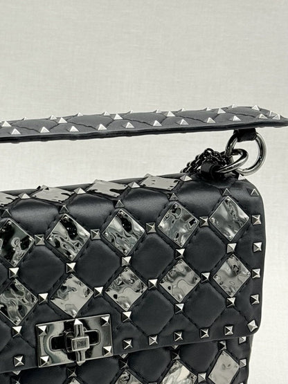 Pre - loved VALENTINO Rockstud Spike Black Crossbody at Reems Closet