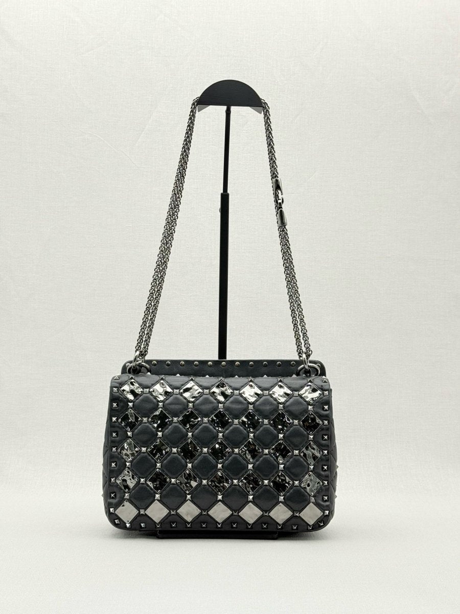 Pre - loved VALENTINO Rockstud Spike Black Crossbody at Reems Closet