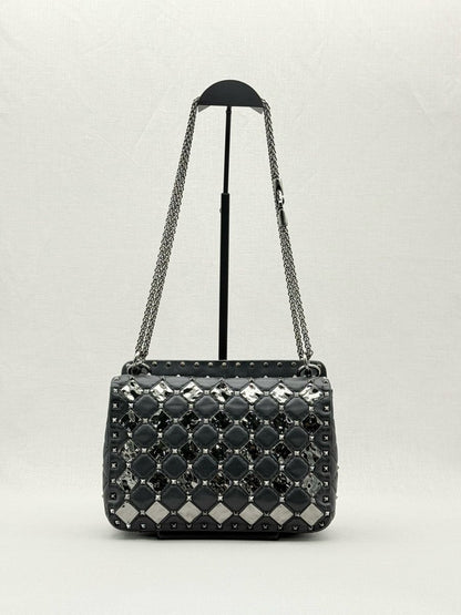 Pre - loved VALENTINO Rockstud Spike Black Crossbody at Reems Closet