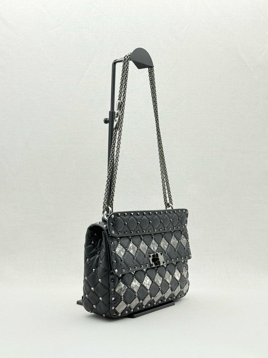 Pre - loved VALENTINO Rockstud Spike Black Crossbody at Reems Closet