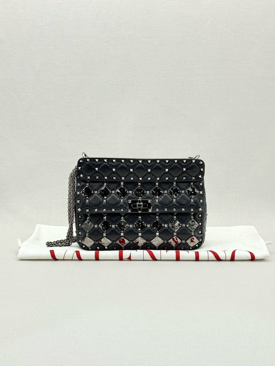 Pre - loved VALENTINO Rockstud Spike Black Crossbody at Reems Closet