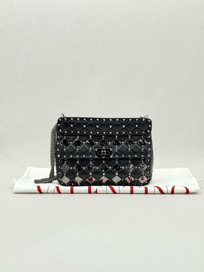 Pre - loved VALENTINO Rockstud Spike Black Crossbody at Reems Closet