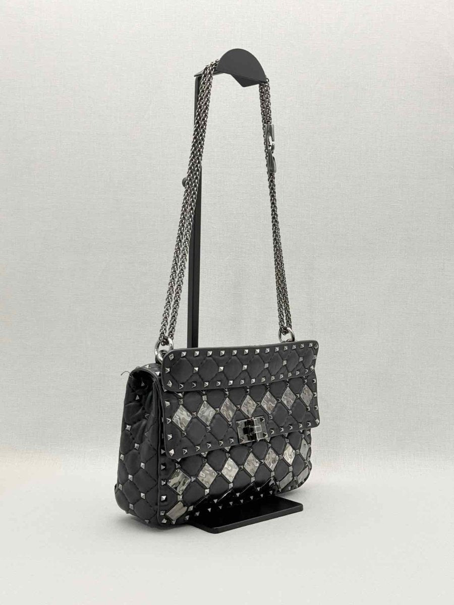 Pre-loved VALENTINO Rockstud Spike Black Shoulder Bag at Reems Closet