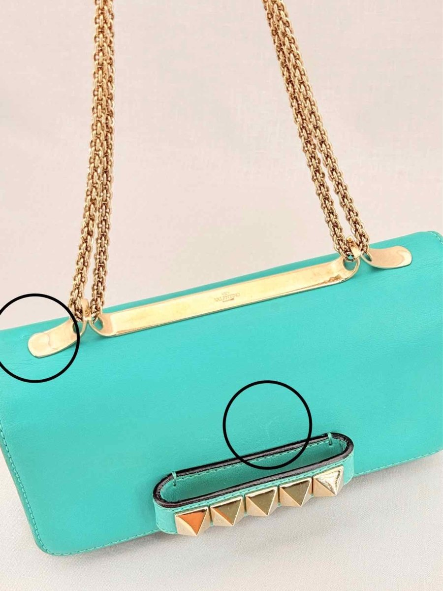 Pre - loved VALENTINO Rockstud Turquoise Shoulder Bag at Reems Closet