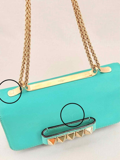 Pre - loved VALENTINO Rockstud Turquoise Shoulder Bag at Reems Closet