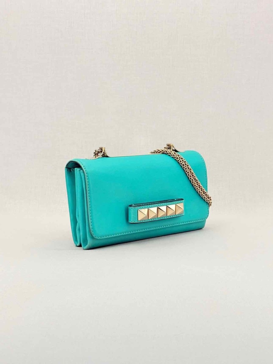 Pre - loved VALENTINO Rockstud Turquoise Shoulder Bag at Reems Closet