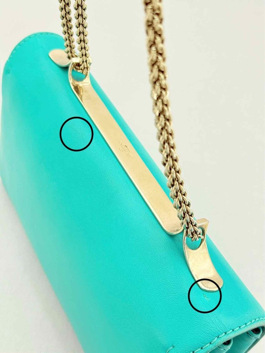 Pre - loved VALENTINO Rockstud Turquoise Shoulder Bag at Reems Closet