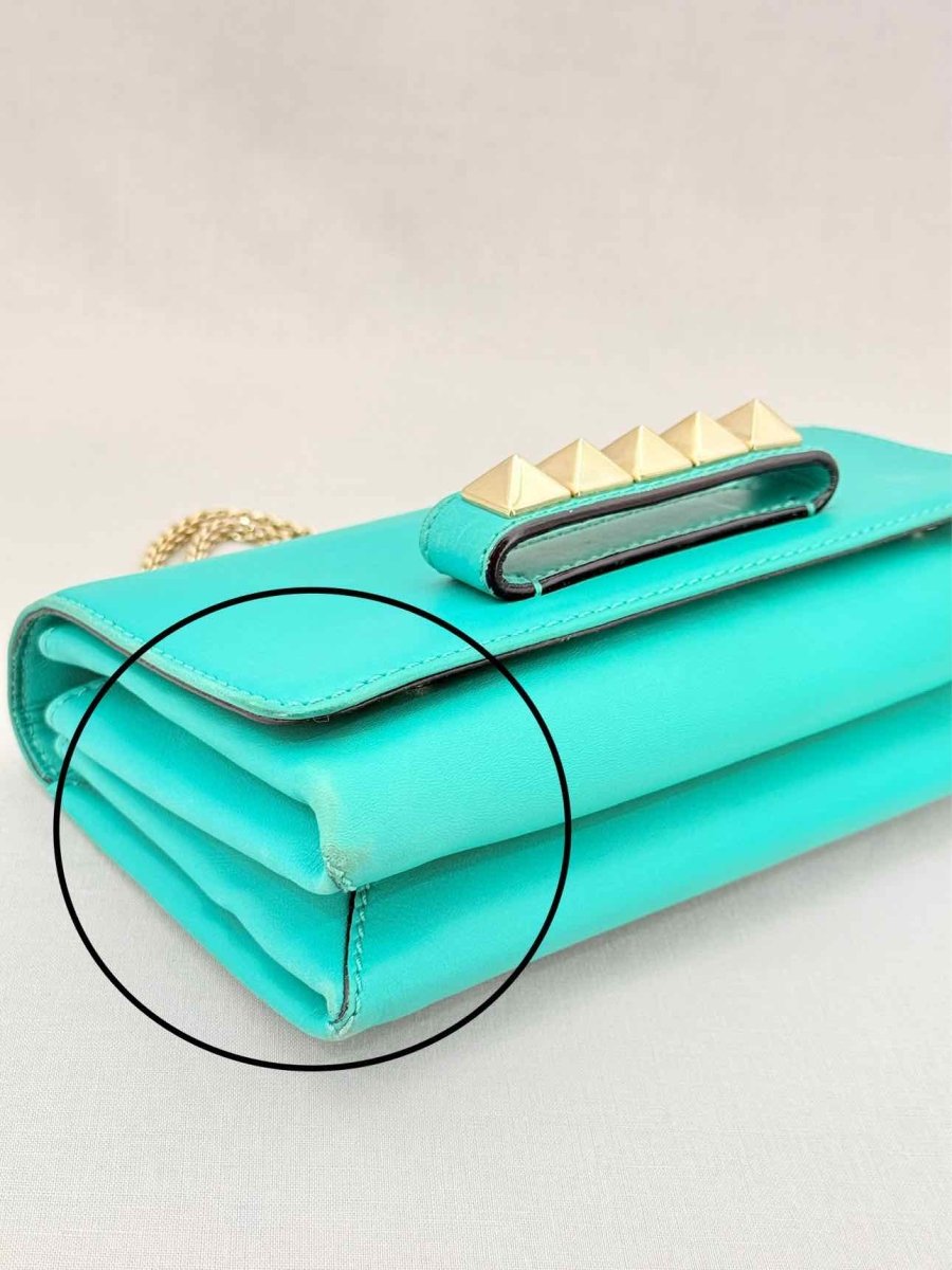Pre - loved VALENTINO Rockstud Turquoise Shoulder Bag at Reems Closet