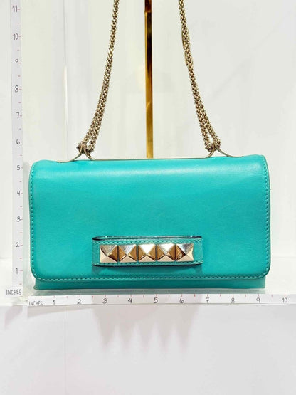 Pre - loved VALENTINO Rockstud Turquoise Shoulder Bag at Reems Closet