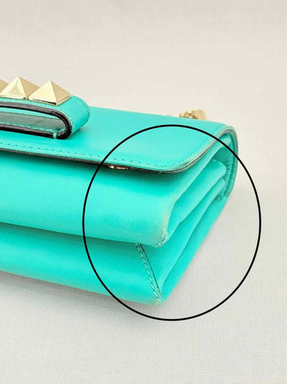 Pre - loved VALENTINO Rockstud Turquoise Shoulder Bag at Reems Closet