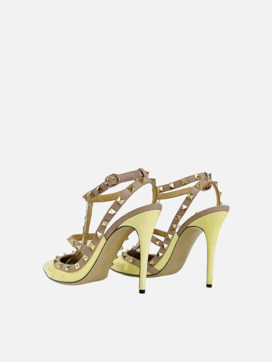 Pre - loved VALENTINO Rockstud Yellow & Beige Pumps 40 at Reems Closet