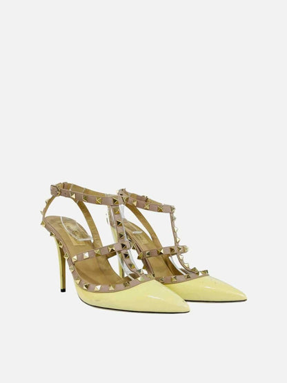 Pre - loved VALENTINO Rockstud Yellow & Beige Pumps 40 at Reems Closet