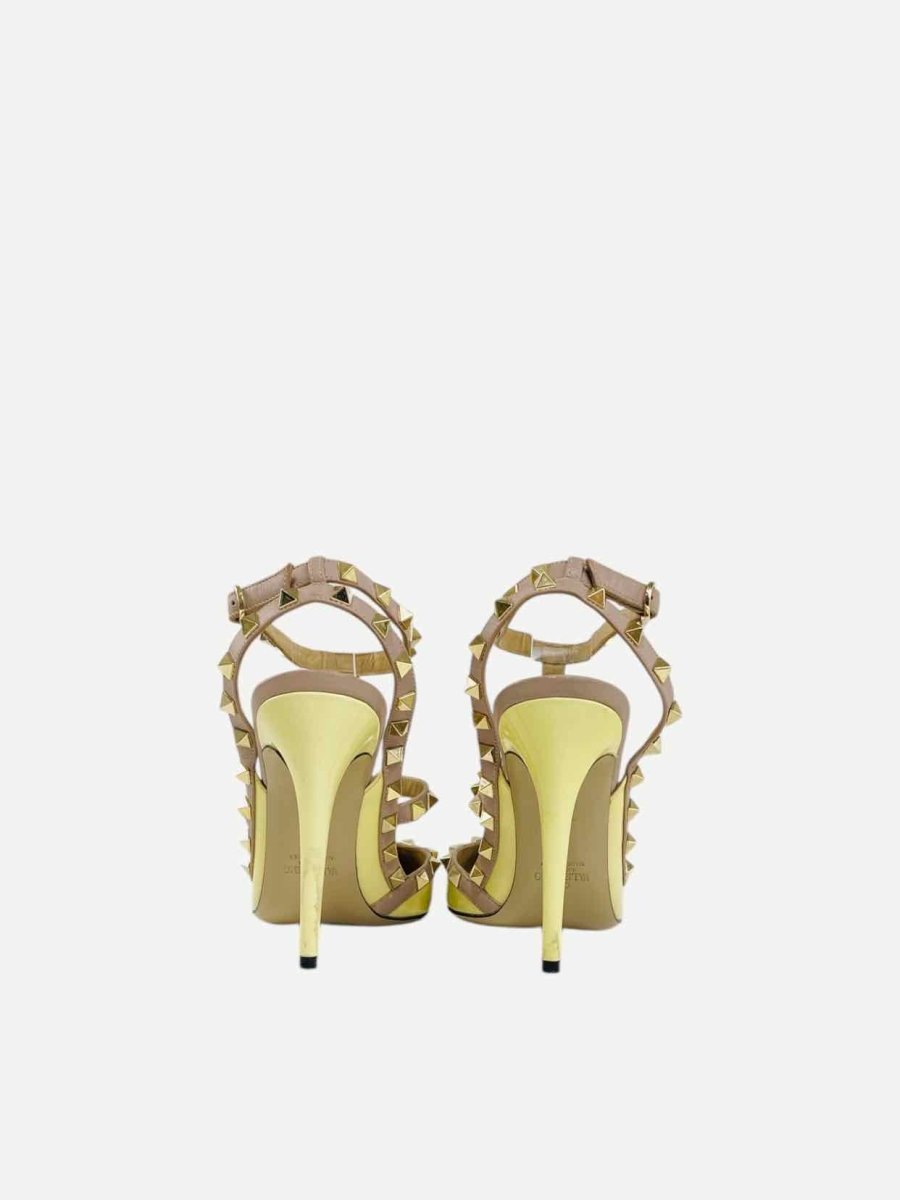 Pre - loved VALENTINO Rockstud Yellow & Beige Pumps 40 at Reems Closet