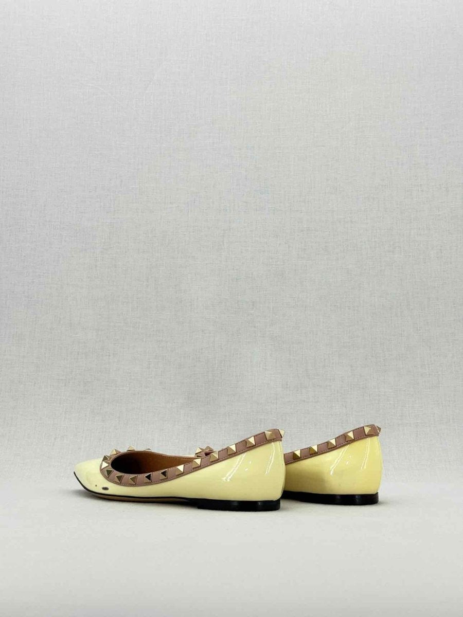 Pre - loved VALENTINO Rockstud Yellow Size EU 35.5 Ballet Flats at Reems Closet
