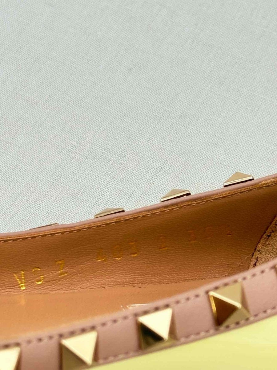 Pre - loved VALENTINO Rockstud Yellow Size EU 35.5 Ballet Flats at Reems Closet