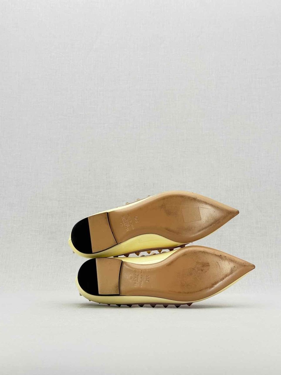 Pre - loved VALENTINO Rockstud Yellow Size EU 35.5 Ballet Flats at Reems Closet