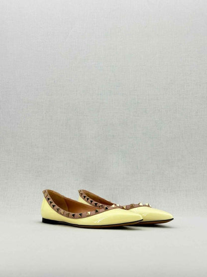 Pre - loved VALENTINO Rockstud Yellow Size EU 35.5 Ballet Flats at Reems Closet