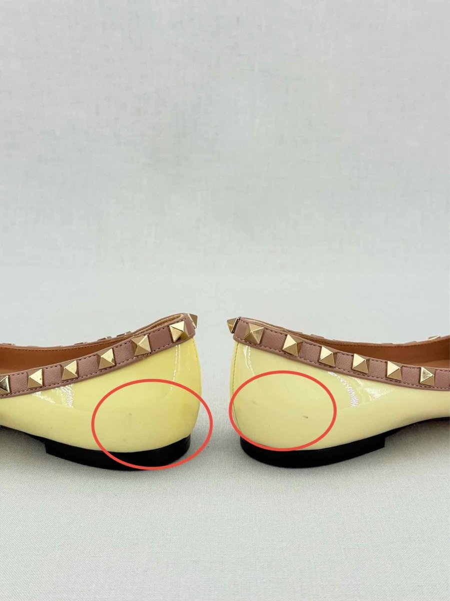 Pre - loved VALENTINO Rockstud Yellow Size EU 35.5 Ballet Flats at Reems Closet