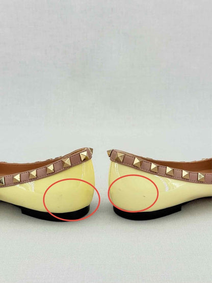 Pre - loved VALENTINO Rockstud Yellow Size EU 35.5 Ballet Flats at Reems Closet