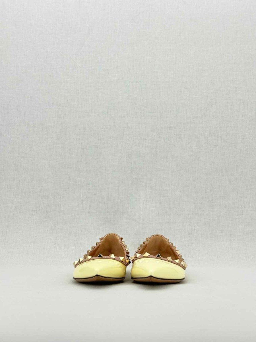 Pre - loved VALENTINO Rockstud Yellow Size EU 35.5 Ballet Flats at Reems Closet