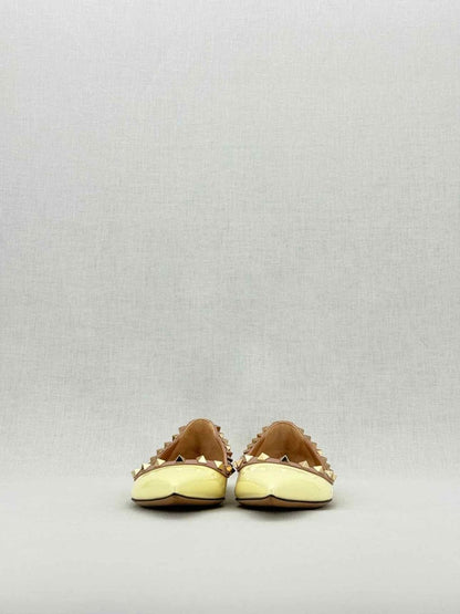 Pre - loved VALENTINO Rockstud Yellow Size EU 35.5 Ballet Flats at Reems Closet