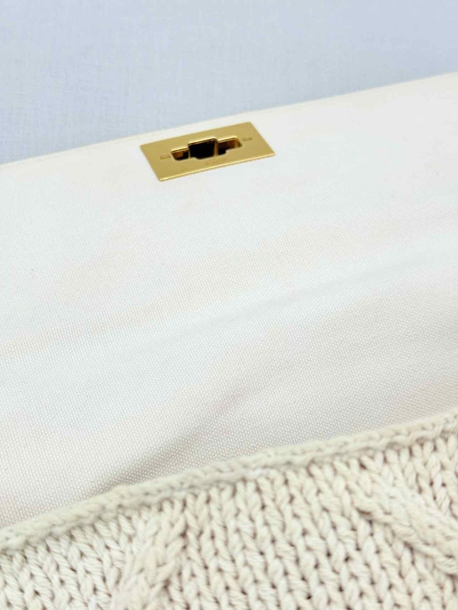 Pre - loved VALENTINO Roman Stud Knit Off - white Top Handle at Reems Closet