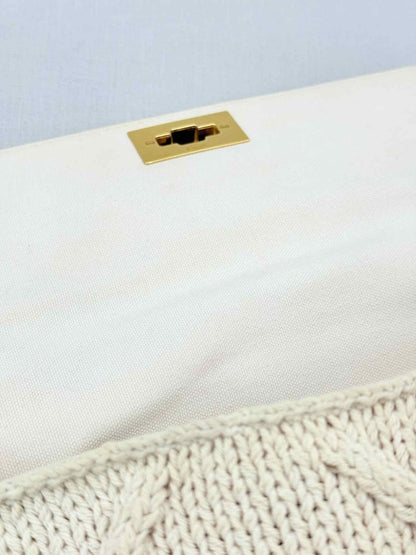 Pre - loved VALENTINO Roman Stud Knit Off - white Top Handle at Reems Closet