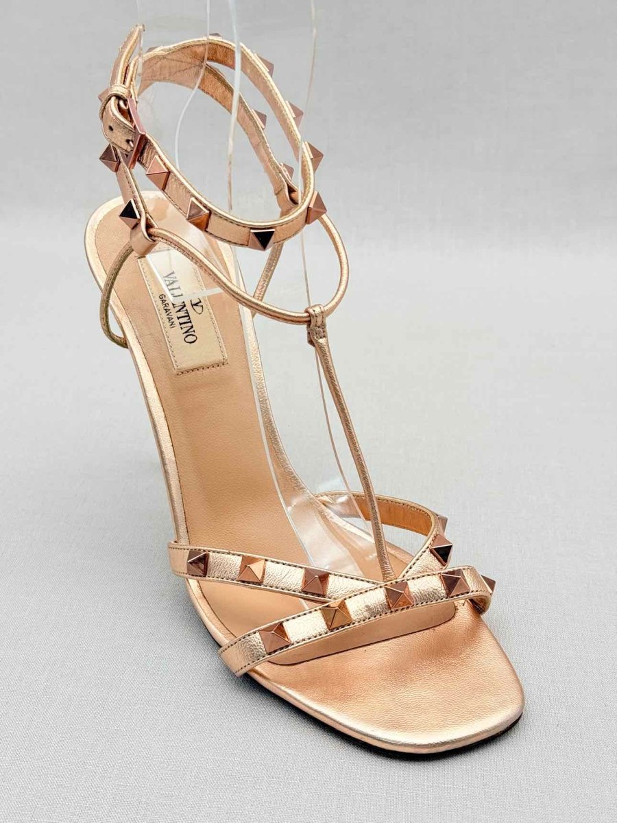 Pre - loved VALENTINO Rose Gold Size EU 38.5 Heeled Sandals at Reems Closet