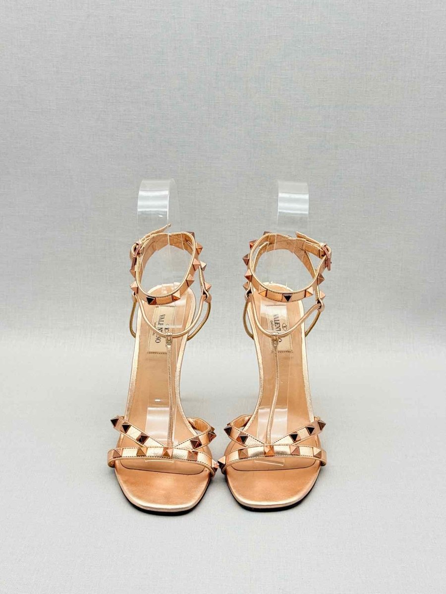 Pre - loved VALENTINO Rose Gold Size EU 38.5 Heeled Sandals at Reems Closet