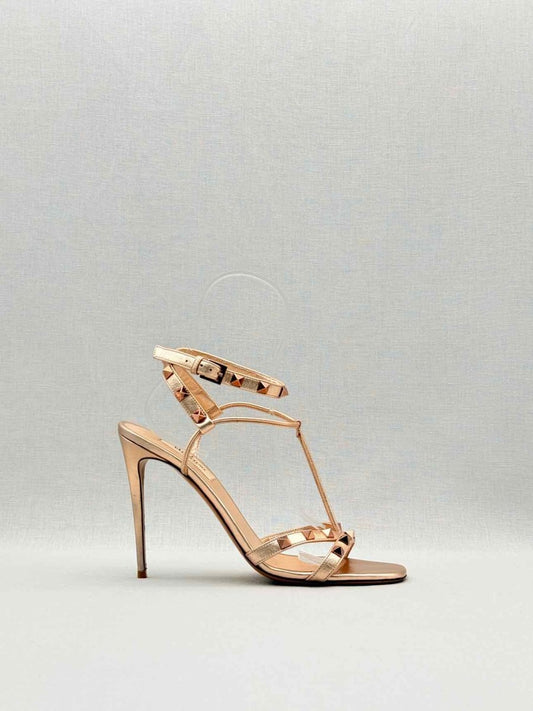 Pre - loved VALENTINO Rose Gold Size EU 38.5 Heeled Sandals at Reems Closet