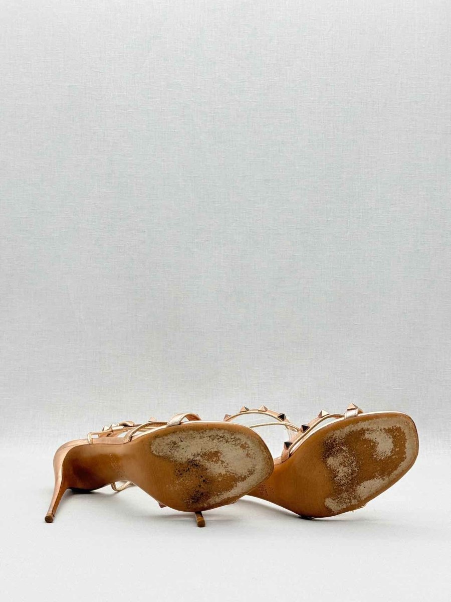 Pre - loved VALENTINO Rose Gold Size EU 38.5 Heeled Sandals at Reems Closet