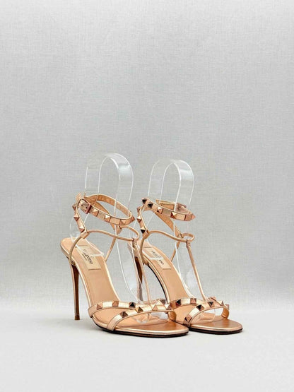 Pre - loved VALENTINO Rose Gold Size EU 38.5 Heeled Sandals at Reems Closet