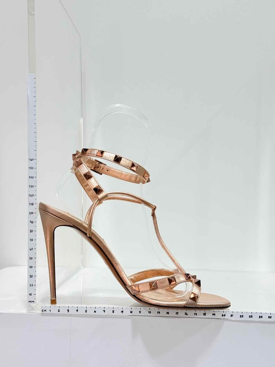 Pre - loved VALENTINO Rose Gold Size EU 38.5 Heeled Sandals at Reems Closet