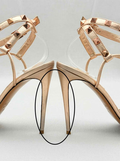 Pre - loved VALENTINO Rose Gold Size EU 38.5 Heeled Sandals at Reems Closet