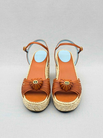 Pre - loved VALENTINO Royal Brown Size EU 37 Wedges at Reems Closet