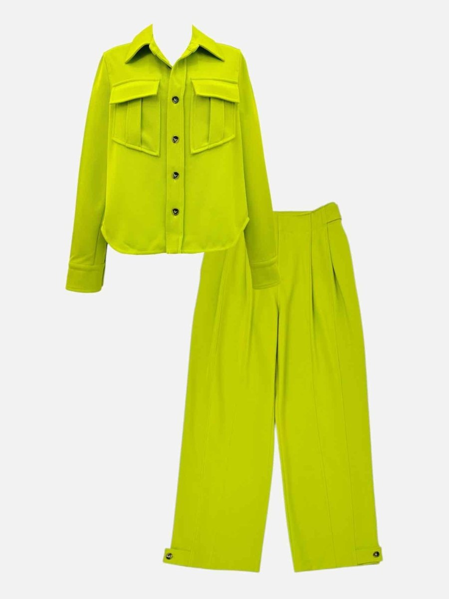 Pre - loved VALENTINO Tailored Lime Green Top & Pants Outfit at Reems Closet