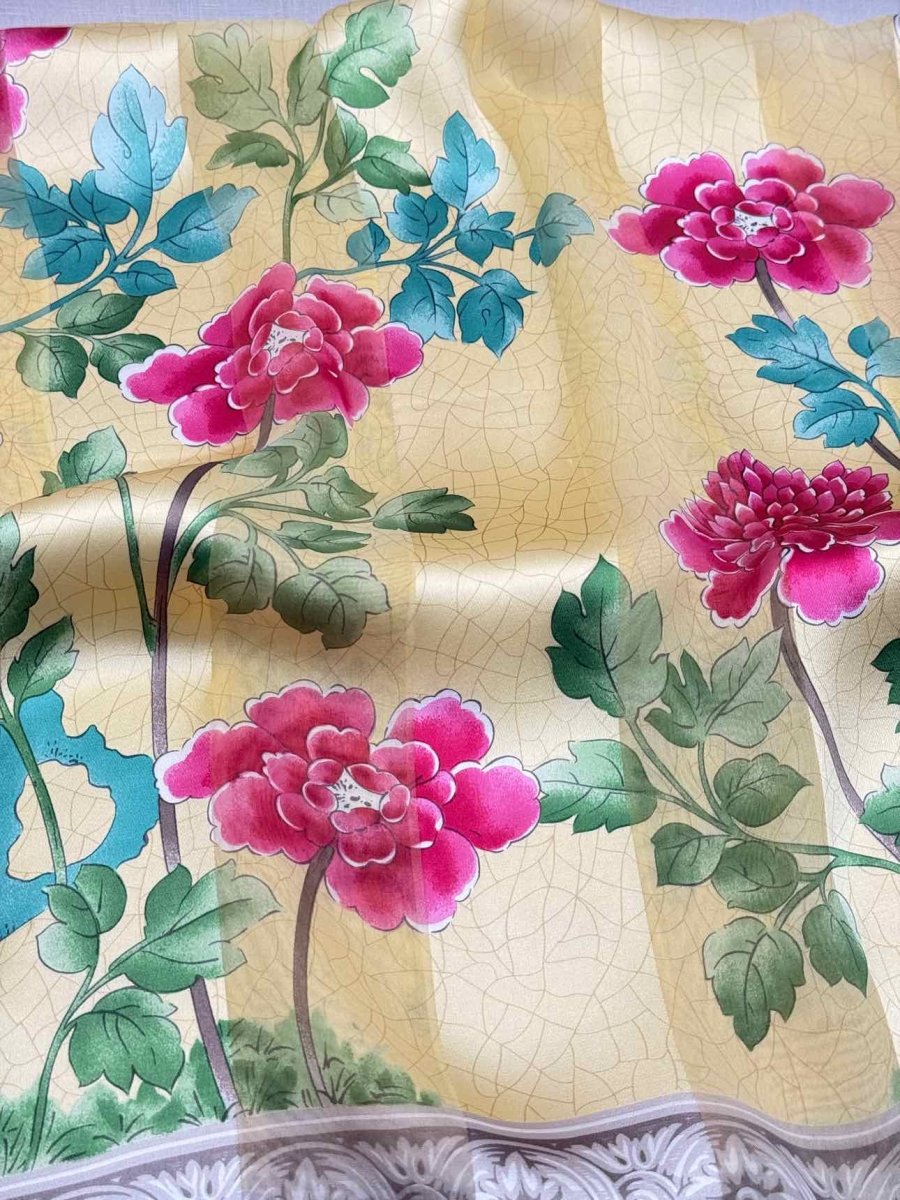 Pre-loved VALENTINO Vintage Yellow Multicolor Floral Print Scarf at Reems Closet