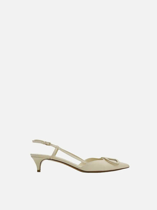 Pre-loved VALENTINO Vlogo Off-white Slingback Pumps from Reems Closet