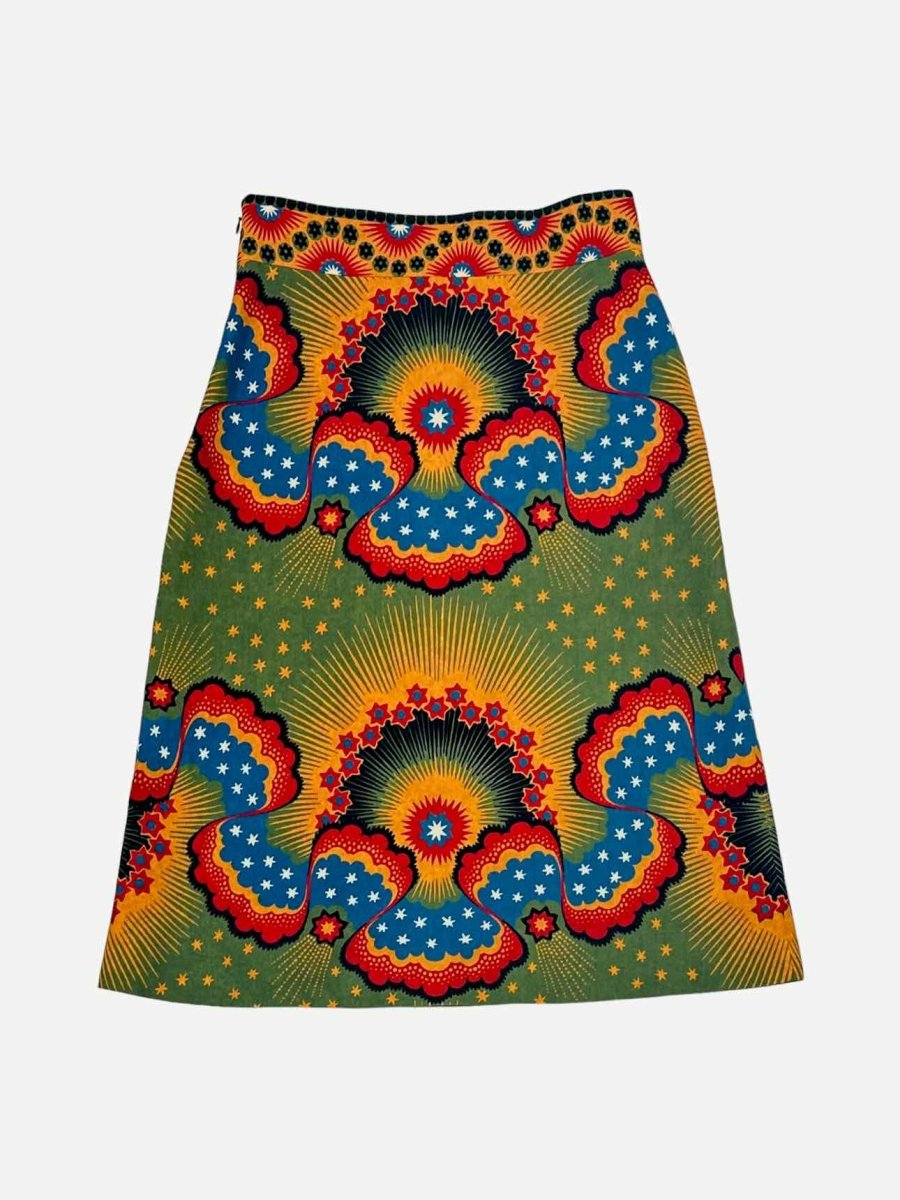 Pre - loved VALENTINO Volcano Print Green Multicolor Midi Skirt at Reems Closet