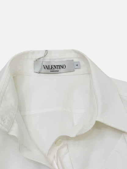 Pre - loved VALENTINO White Ruffle Accent Shirt at Reems Closet