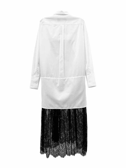 Pre - loved VALENTINO White w/ Black Chantilly Lace Shirt Dress from Reems Closet