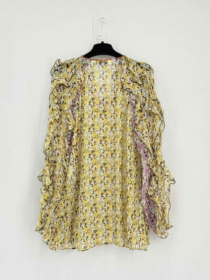 Pre - loved VALENTINO Yellow Multicolor Floral Size US 6 Blouse at Reems Closet